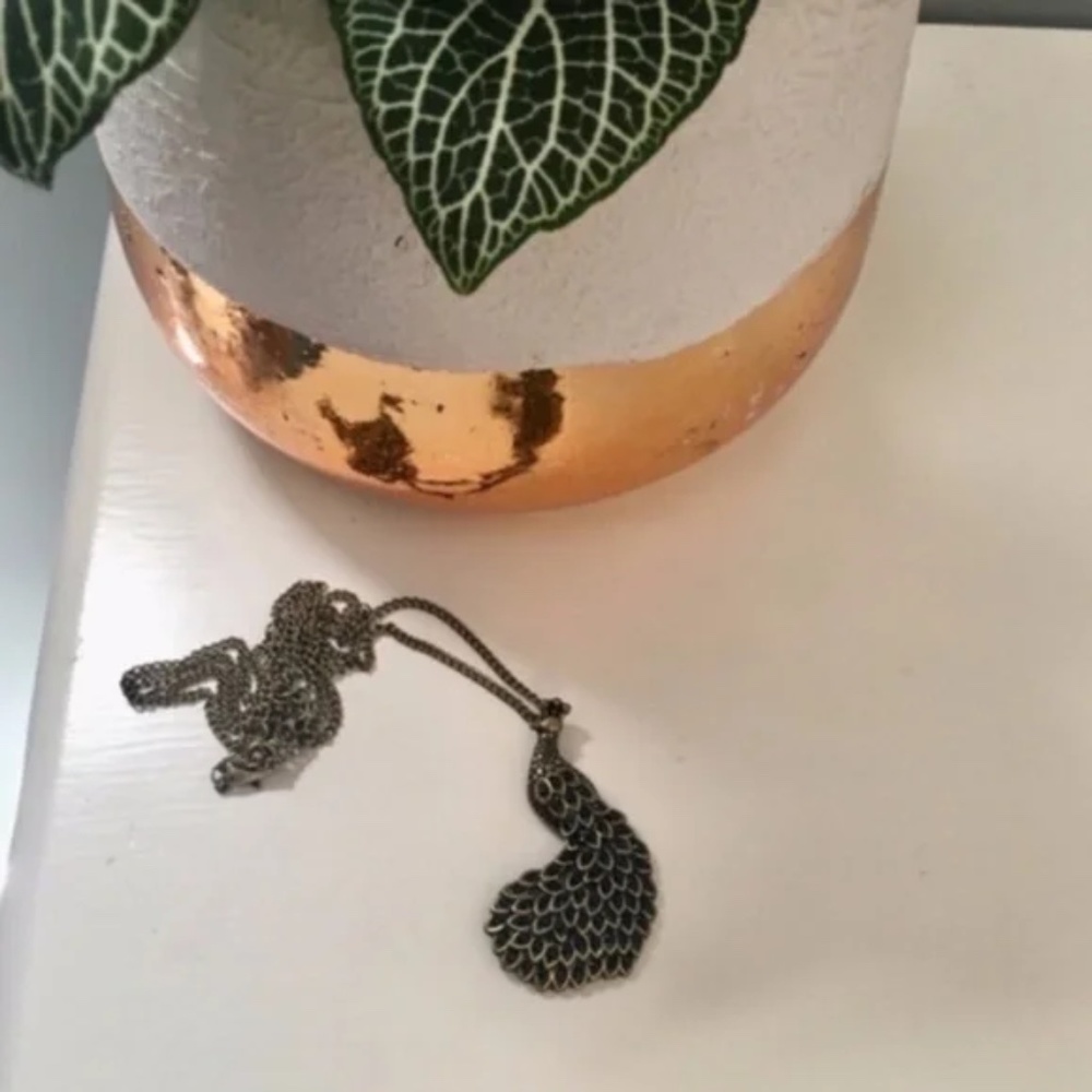 Antique Style Gold Peacock Pendant Necklace